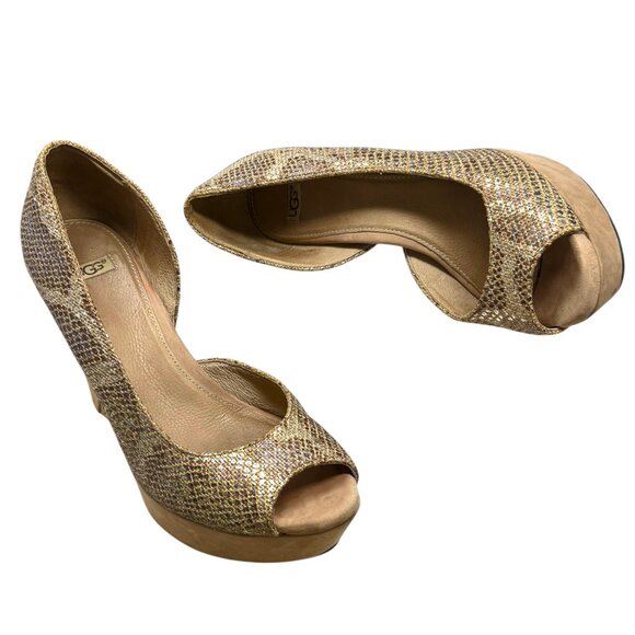 UGG Australia Toura Metallic Animal Print Peep-Toe D'Orsay Wedge - Picture 10 of 10